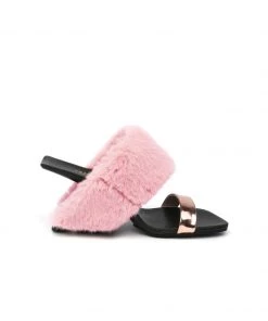 Jady Rose JadyRose | Faux Fur Strap Leather Wedge Sandal - Baby Pink 11 Jady Rose JadyRose | Faux Fur Strap Leather Wedge Sandal - Baby Pink
