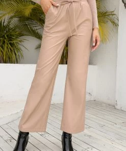 YBL Smaibulun | Drawstring Pocket Faux Leather High-Waist Crop Pants New In Clothing 21 YBL Smaibulun | Drawstring Pocket Faux Leather High-Waist Crop Pants New In Clothing