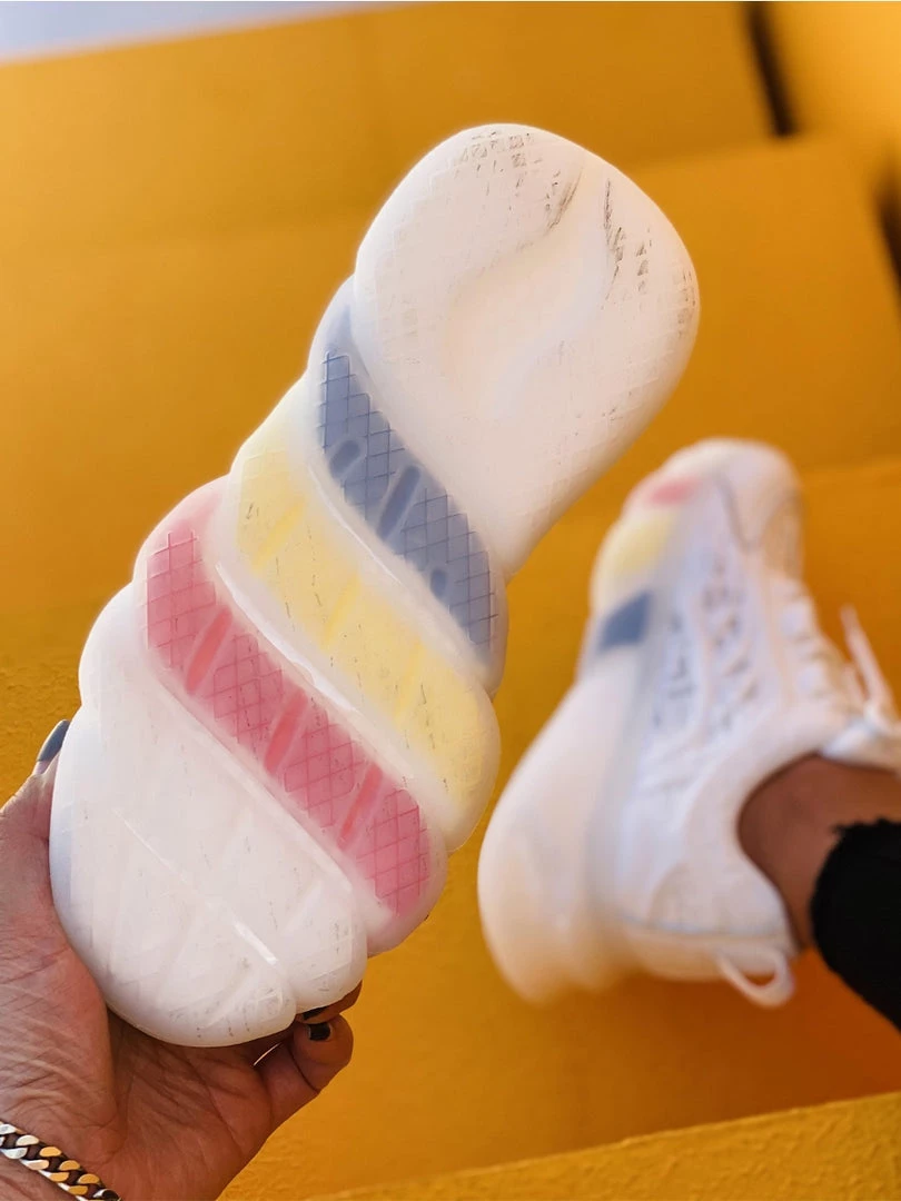 HT En Bloom |White & Mesh Stripe Sole Ugly Daddy Sneaker Sneaker & Athletic 10 HT En Bloom |White & Mesh Stripe Sole Ugly Daddy Sneaker Sneaker & Athletic