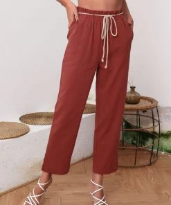 BFZY ALMA LINEN PANTS - RUST NEW ARRIVALS
