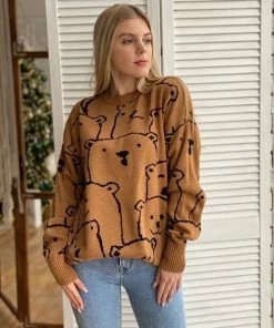 MY Smaibulun Doll | Smiley Polar Bear Brown Knit Sweater Dress New In Clothing