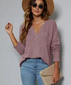 BBYS New In Clothing Smaibulun | Rayon Blend V-Neck Pocket Sweater