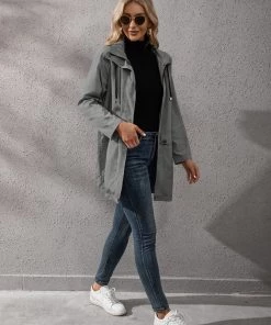 YBL New In Clothing Smaibulun | Pocket Snap-Up Hooded Windbreaker