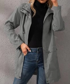 YBL New In Clothing Smaibulun | Pocket Snap-Up Hooded Windbreaker