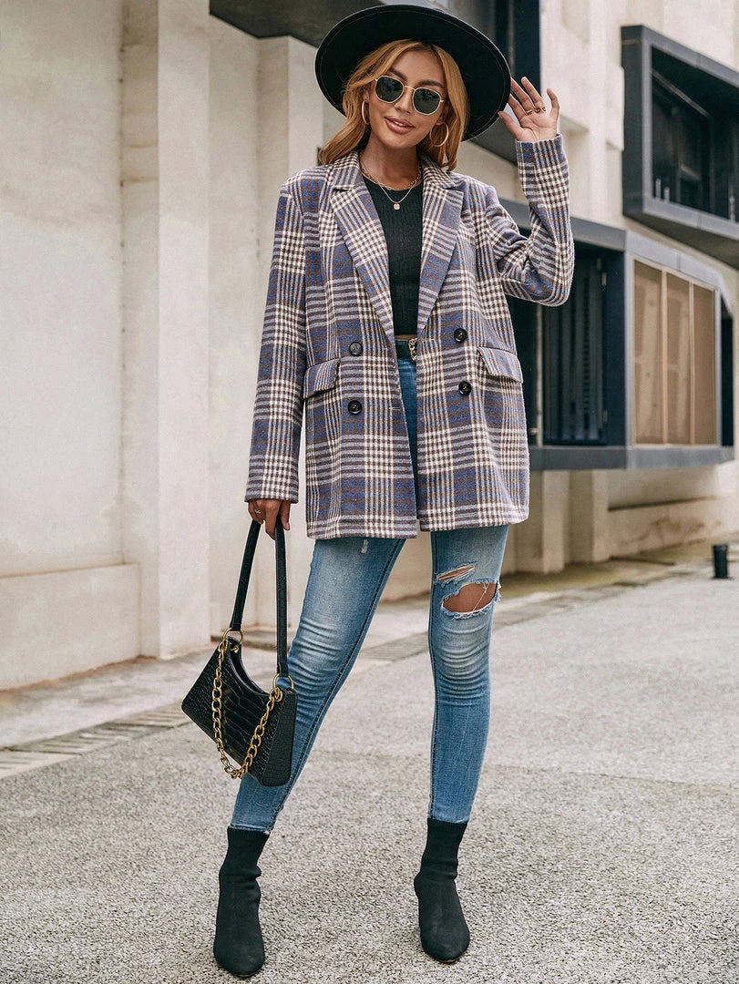 YBL New In Clothing Smaibulun | Plaid Double-Breasted Blazer 3 YBL New In Clothing Smaibulun | Plaid Double-Breasted Blazer