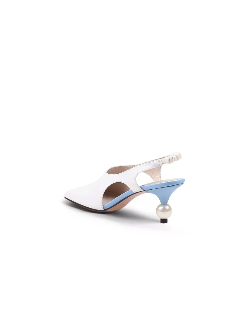 Jady Rose NEW ARRIVALS JadyRose | Pearl Heel Cut-Out Leather Cream Slingback 5 Jady Rose NEW ARRIVALS JadyRose | Pearl Heel Cut-Out Leather Cream Slingback