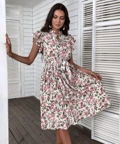 BFZY KAIDESSE MIDI DRESS - PINK FLORAL