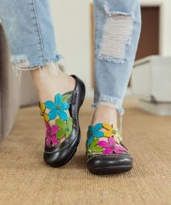 RXD SOFFIA | SUMMER BLOOM BLACK LEATHER SANDAL NEW ARRIVALS