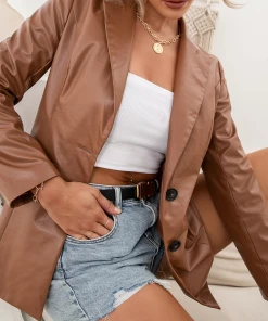 YBL Smaibulun | Faux Leather Grace Blazer New In Clothing