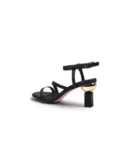 Jady Rose NEW ARRIVALS JadyRose | Block Heel Leather Black Ankle Strap Sandal