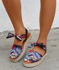 HT EN BLOOM | TROPICAL PRINT ANKLE BOW ESPADRILLES