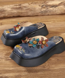 JF SOFFIA | BLOOMING EMBOSSED NAVY LEATHER CLOG NEW ARRIVALS 10 JF SOFFIA | BLOOMING EMBOSSED NAVY LEATHER CLOG NEW ARRIVALS