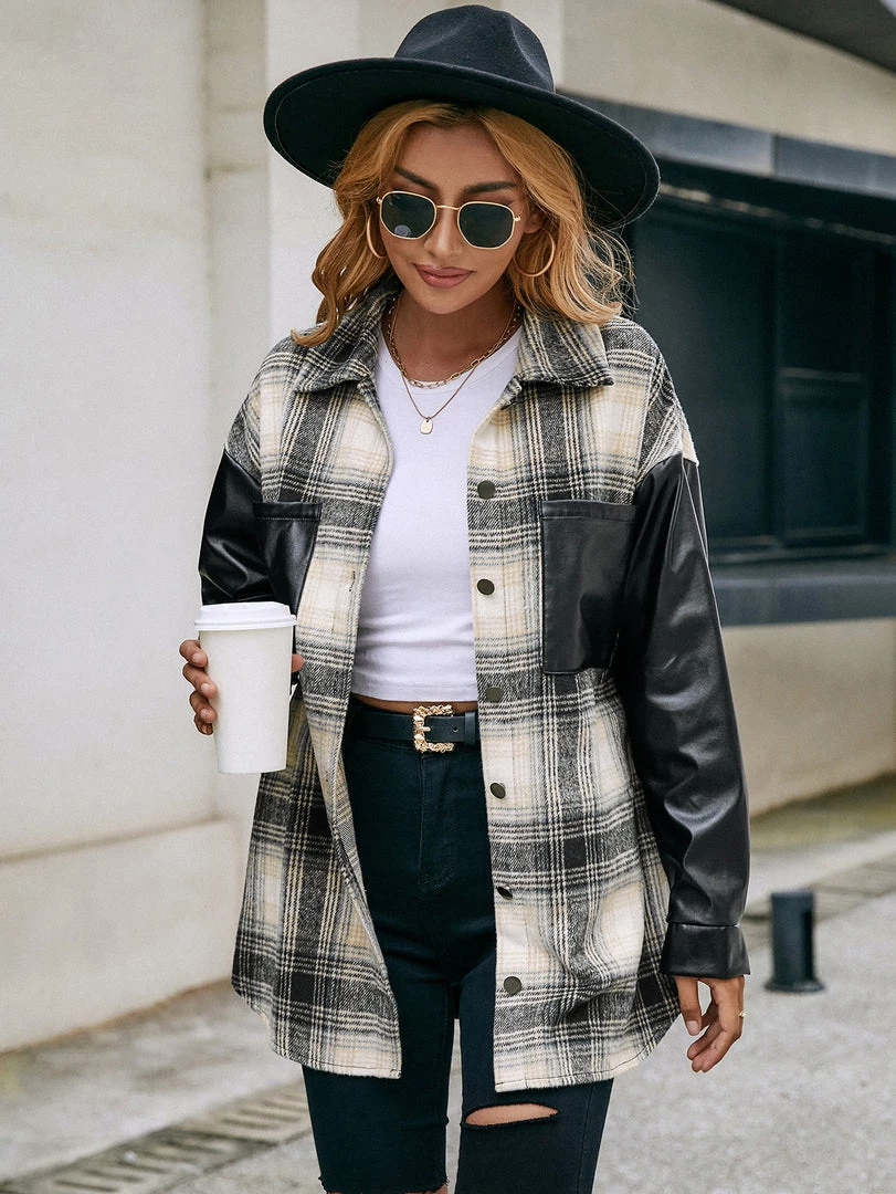 YBL New In Clothing Smaibulun | Plaid Bishop-Sleeve Shacket 3 YBL New In Clothing Smaibulun | Plaid Bishop-Sleeve Shacket