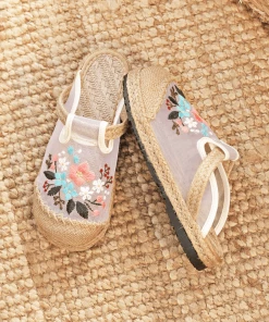 TC CACTUS ROSE | EMBROIDERED MESH UPPER LINEN MULE