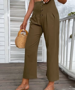 BFZY BACK IT LINEN PANTS - OLIVE