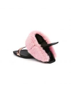 Jady Rose JadyRose | Faux Fur Strap Leather Wedge Sandal - Baby Pink 12 Jady Rose JadyRose | Faux Fur Strap Leather Wedge Sandal - Baby Pink