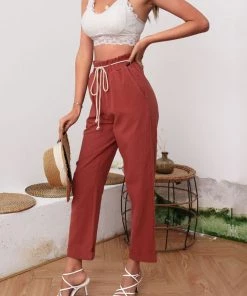 BFZY ALMA LINEN PANTS - RUST NEW ARRIVALS