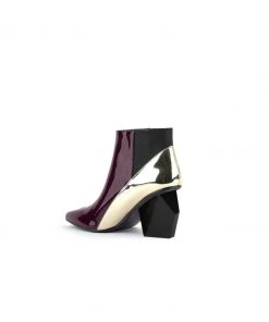 Jady Rose JadyRose | Claret Structural-Heel Contrast Patent Leather Ankle Boot