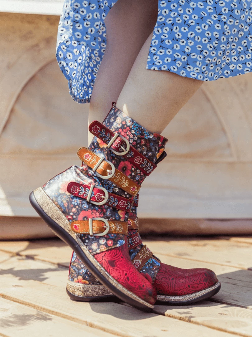 SOFFIA | DAISY PRINTED STRAPS LEATHER ANKLE BOOT NEW ARRIVALS 4 SOFFIA | DAISY PRINTED STRAPS LEATHER ANKLE BOOT NEW ARRIVALS