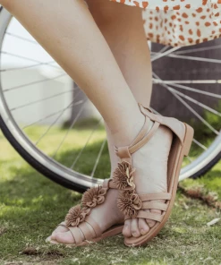 NEW ARRIVALS SIKETU | Beige Daisy Deco Gladiator Sandals