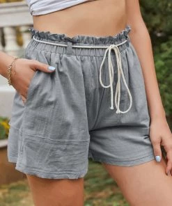 BBYS New In Clothing Cinder Christine Pocket Linen Shorts - Grey