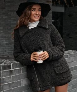 YBL Smaibulun | Black Asymmetrical Zip-Front Fleece Jacket 18 YBL Smaibulun | Black Asymmetrical Zip-Front Fleece Jacket