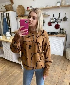 MY Smaibulun Doll | Smiley Polar Bear Brown Knit Sweater Dress New In Clothing