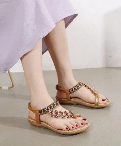Tan Heart Trimed Boho Sandals - SIKETU New In Shoes
