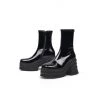 Jady Rose JadyRose | Chunky Heel Woolen Lined Black Genuine Leather Boots