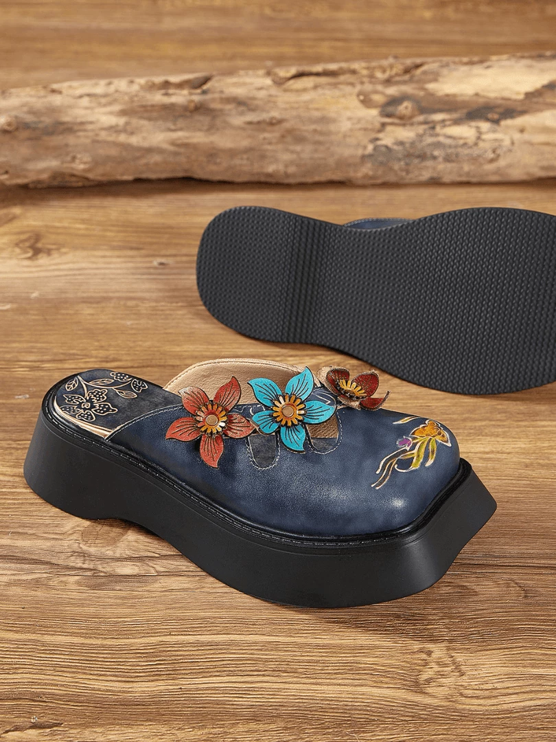 JF SOFFIA | BLOOMING EMBOSSED NAVY LEATHER CLOG NEW ARRIVALS 5 JF SOFFIA | BLOOMING EMBOSSED NAVY LEATHER CLOG NEW ARRIVALS
