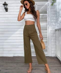 BFZY BACK IT LINEN PANTS - OLIVE