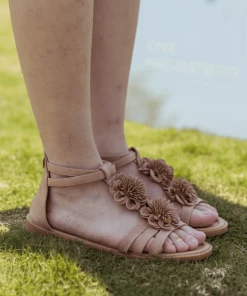 NEW ARRIVALS SIKETU | Beige Daisy Deco Gladiator Sandals