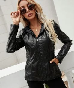 YBL New In Clothing Smaibulun | Quilted Hooded Moto Jacket