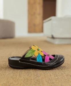 RXD SOFFIA | SUMMER BLOOM BLACK LEATHER SANDAL NEW ARRIVALS