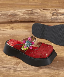 JF SOFFIA | FLORAL PERFORATED RED LEATHER CLOG NEW ARRIVALS 11 JF SOFFIA | FLORAL PERFORATED RED LEATHER CLOG NEW ARRIVALS