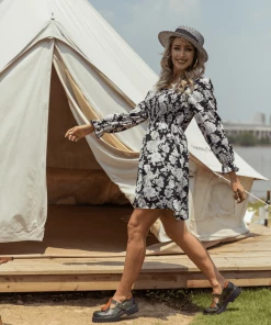 DY MORA MINI DRESS - BLACK FLORAL