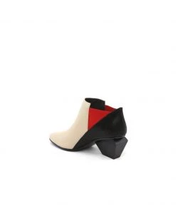 Jady Rose New In Shoes JadyRose | Structural-Heel Contrast Color Leather Boot
