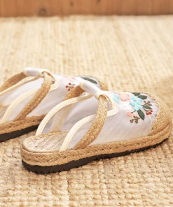 TC CACTUS ROSE | EMBROIDERED MESH UPPER LINEN MULE