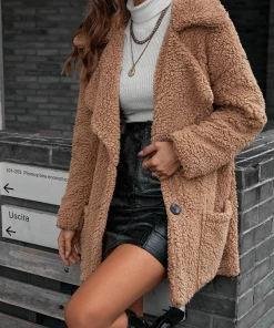 YBL New In Clothing Smaibulun Doll | Khaki Single-Breasted Fleece Coat