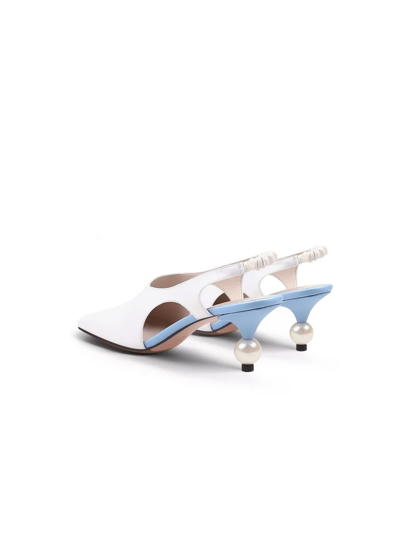 Jady Rose NEW ARRIVALS JadyRose | Pearl Heel Cut-Out Leather Cream Slingback 6 Jady Rose NEW ARRIVALS JadyRose | Pearl Heel Cut-Out Leather Cream Slingback