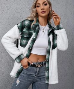 YBL Smaibulun | Plaid-Contrast Pocket Button-Up Jacket 15 YBL Smaibulun | Plaid-Contrast Pocket Button-Up Jacket