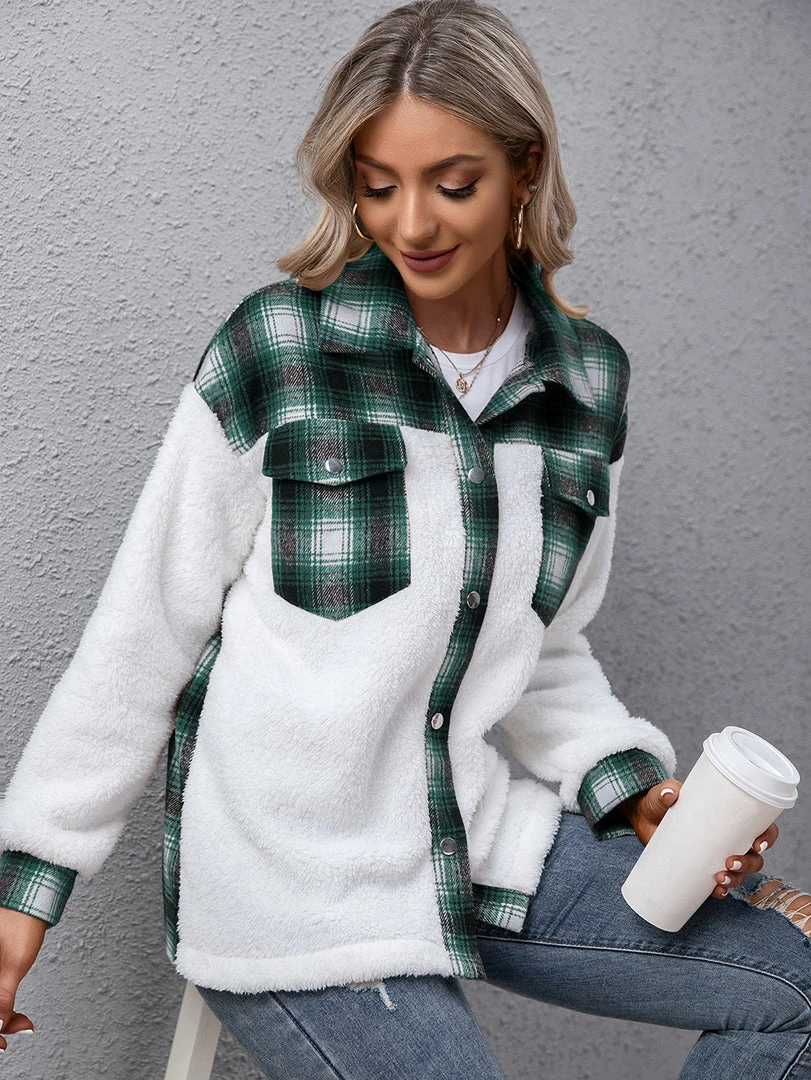 YBL Smaibulun | Plaid-Contrast Pocket Button-Up Jacket 9 YBL Smaibulun | Plaid-Contrast Pocket Button-Up Jacket