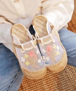 TC NEW ARRIVALS CACTUS ROSE | EMBROIDERED MESH UPPER ESPADRILLE MULE