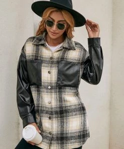 YBL New In Clothing Smaibulun | Plaid Bishop-Sleeve Shacket 12 YBL New In Clothing Smaibulun | Plaid Bishop-Sleeve Shacket