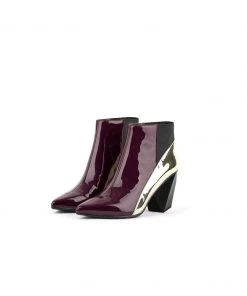 Jady Rose JadyRose | Claret Structural-Heel Contrast Patent Leather Ankle Boot