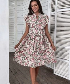 BFZY KAIDESSE MIDI DRESS - PINK FLORAL