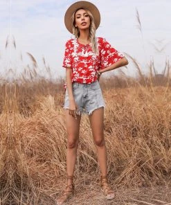 BFZY Leaf Print Tonya Casual Top