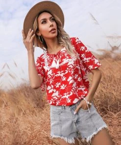 BFZY Leaf Print Tonya Casual Top