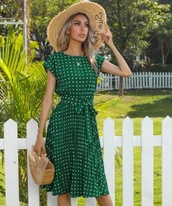 BFZY GIVEN SPOT DRESS - GREEN