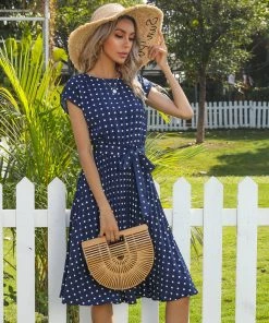 BFZY GIVEN SPOT DRESS - NAVY